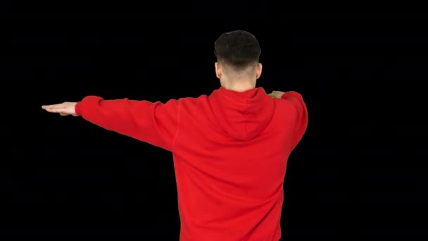 Hip-hop dans eden genç adam dalgalar yapıyor, Alpha Channel — Stok video