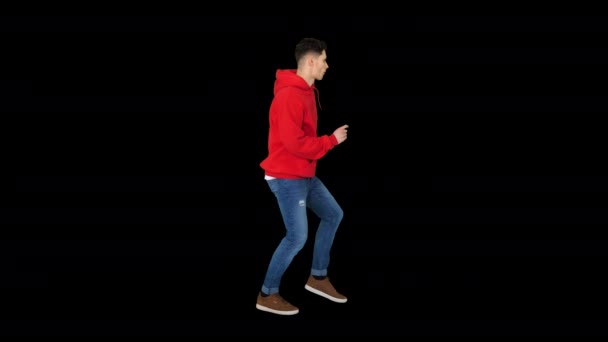 若いヒップホップの男ブレイクダンストップブレイクダンス、アルファチャンネル — ストック動画
