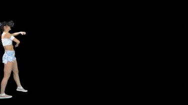 Vr Sanal Gerçeklik kulaklık yürüyüş ve dans kullanarak Kadın, Alpha Channel