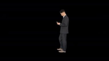 Genç mutlu işadamı maaş Win dans, Alpha Channel sayma sonra dans