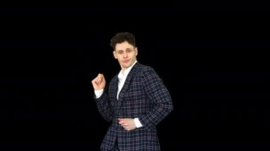 Happy Başarılı İşadamı Crazy Way, Alpha Kanal Dancing