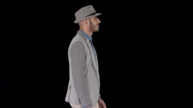 Şapka giyen sıradan bir Arap adam, Alpha Channel.