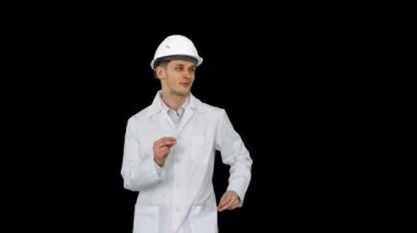 Mühendis adam komik şekilde dans, Alpha Channel