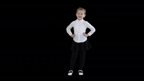 Little girl posing in different poses, Alpha Channel — Stockvideo