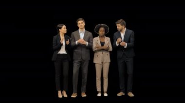 Uluslararası iş adamları sunumdan sonra alkışlıyorlar, Alpha Channel