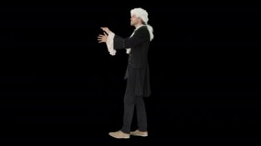 18. yüzyılda işlenmiş takım elbiseli bir adam. Alfa Kanalı Mozart 'a benziyor.
