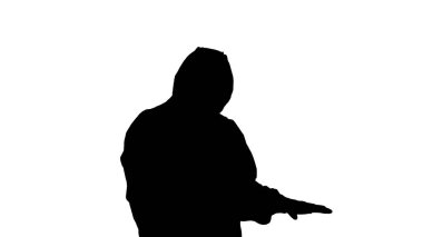 Siluet James Bond parodisi. Doktor sıcaklığı kontrol ediyor.