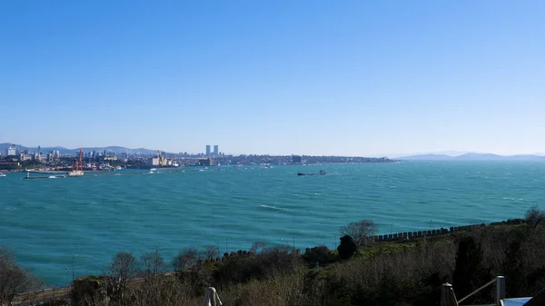 Ships in the sea channel.