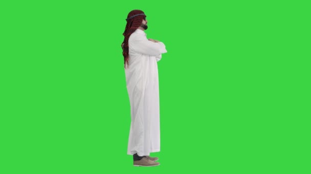 Sheikh i solglasögon skicka en kyss på en grön skärm, Chroma Key. — Stockvideo