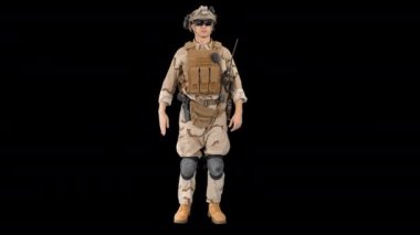 Askeri asker üniformalı selam veriyor, Alfa Kanalı.