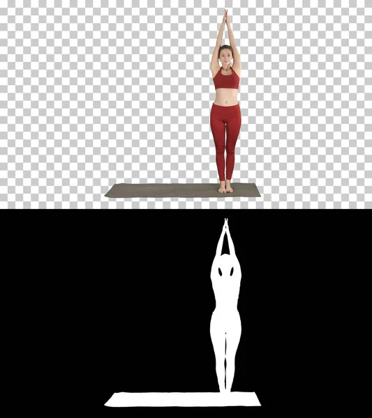 Sportliche junge Frau praktiziert Yoga, Alpha Channel — Stockfoto