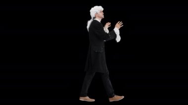 Yürürken Mozart gibi giyinen adam, Alfa Kanalı.