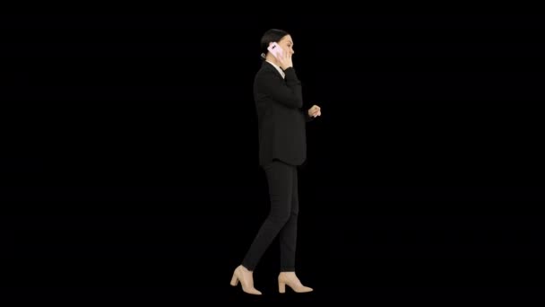 Bossy Businesswoman falando em seu telefone, Alpha Channel — Vídeo de Stock