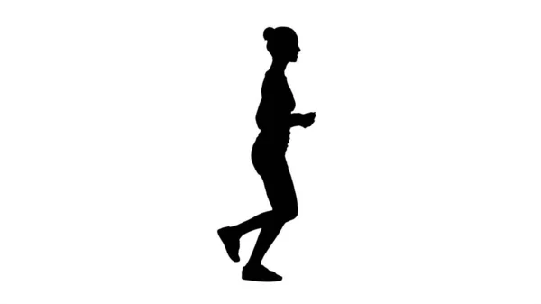 Silueta Mujer atlética corriendo. — Foto de Stock