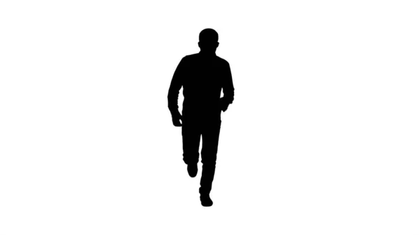 Silhouette Man starting to run in casual clothes. — Stock Photo, Image