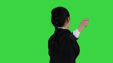 Yeşil Ekran 'da dans eden liseli kız, Chroma Key.