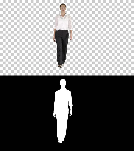 正式な服装で歩く女性, Alpha Channel — ストック写真