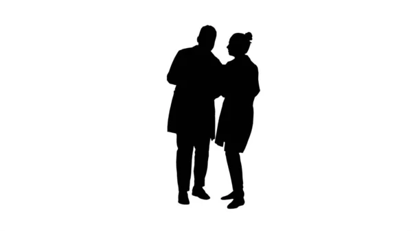 Silhouette Young female doctor and afro american doctor looking — Stock Photo, Image
