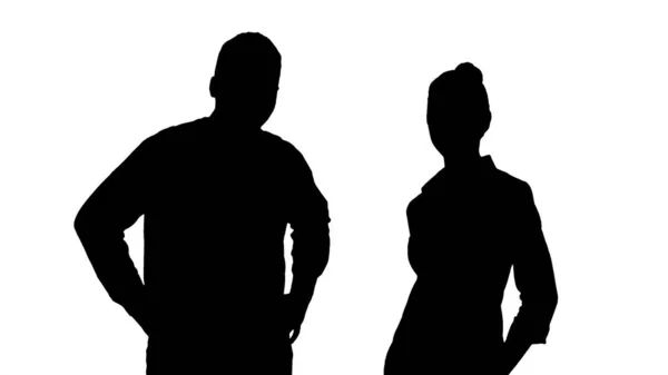 Silhouet Succesvolle zakenmensen, business team poseren. — Stockfoto