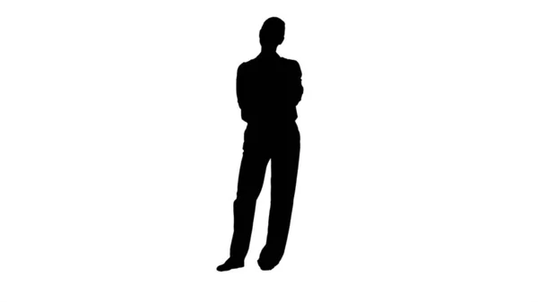 Silhouette Smiling Female Business Leader Standing And Smiling T — стоковое фото