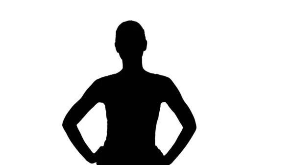 Silhouette Satisfied confident active healthy woman in sports cl — Stock Photo, Image