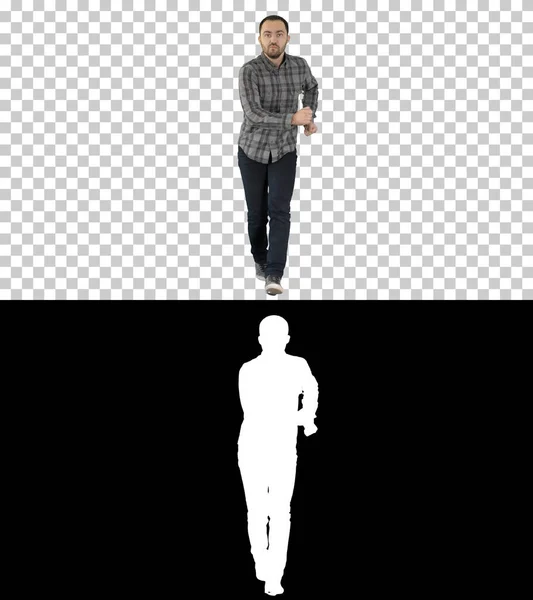Ung galen man dansar och runkar framåt, Alpha Channel — Stockfoto