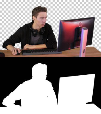 Genç oyuncu oyun seyrediyor, Alpha Channel ve Silhouette.