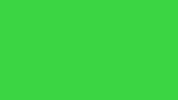 緑の画面、クロマキーに新しいラウンドを発表する空のボードを持つ女の子. — ストック動画