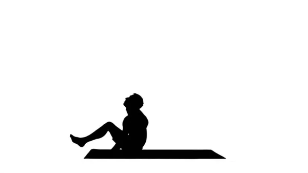 Silhouette Yoga Dwi Pada Sirsasana Füße hinter dem Kopf posieren. — Stockfoto