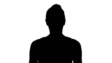 Siluet Genç kadın nefes egzersizi yapıyor.