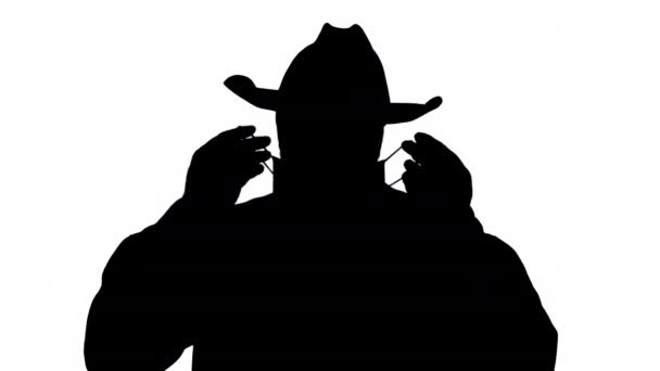 Silhouette Cowboy φοράει ιατρική μάσκα για την πρόληψη του ιού της κορώνας. — Αρχείο Βίντεο