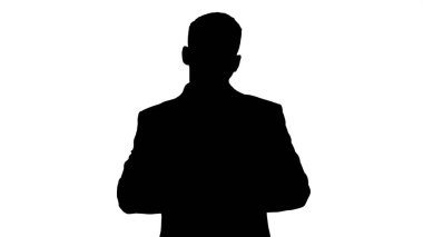 İş adamı Alpha Channel 'ı düşünüyor ve kullanıyor.