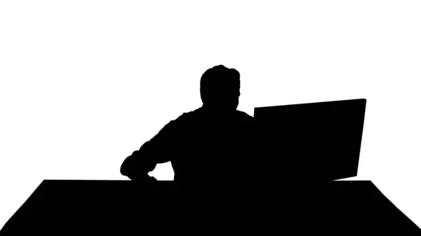 Juego de Silhouette Young man gamer watching stream. —  Fotos de Stock