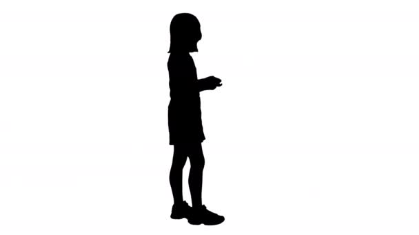 Silhouet aziatisch meisje spelen video game en beven. — Stockvideo