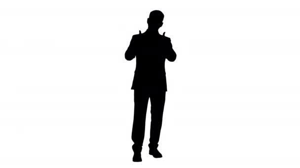Stylový pohledný vousatý muž palec nahoru, alfa kanál — Stock video