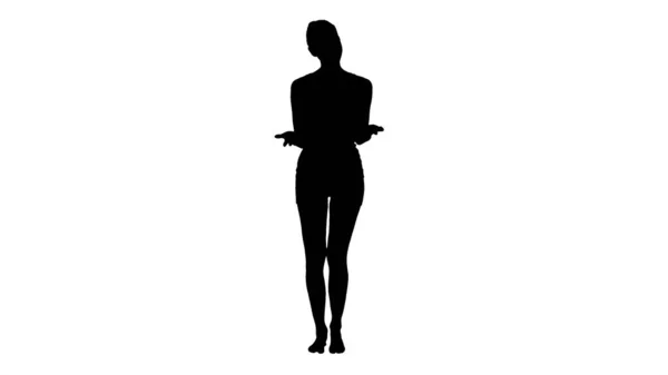 Silhouette Jolie instructeur expliquant et décrivant comment faire — Photo