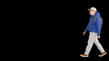 Sırt çantalı bir çocuk okula gidiyor, Alfa Kanalı.