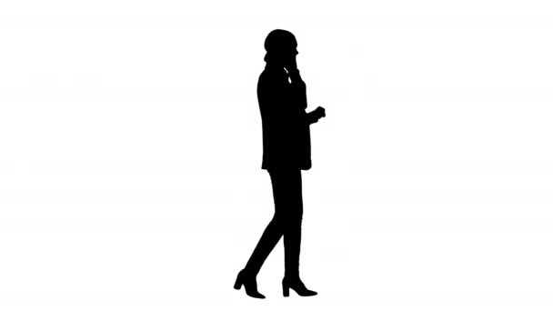 Silhouette Bossy Empresaria hablando por teléfono. — Vídeos de Stock