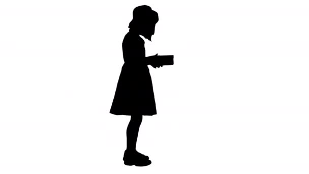 Silhouetteアジアの女の子オープンボックスでプレゼント. — ストック動画