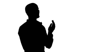 Siluet Handsom Arap alkışlıyor ellerini.