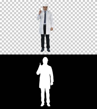 Dikkat çeken kendine güvenen bilim mühendisi el hareketi parmağı.