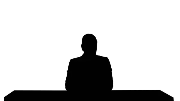 Silhouette A female newsreader presenting the news, add your own — Stock Photo, Image
