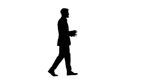 Brodaty biznesmen spacerujący i wyjaśniający coś, Alpha Chan — Zdjęcie stockowe