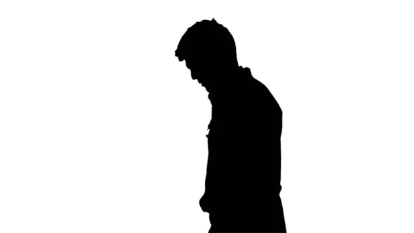 Silhouette Sad male doctor giving bad news and shaking his head. — Stock Photo, Image