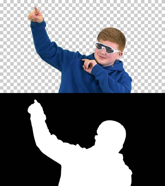 Teenager with sunglasses doing some cool dancing moves, Alpha Ch — Stock Photo, Image