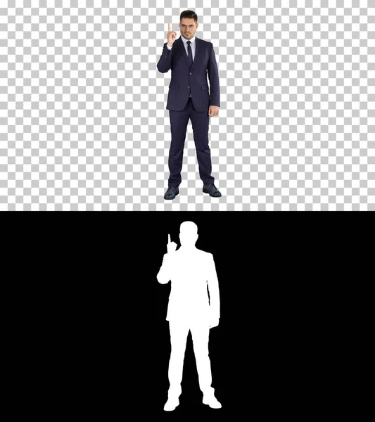 ビジネスマンが指を指差してアクセントにアルファチャンネル — ストック写真