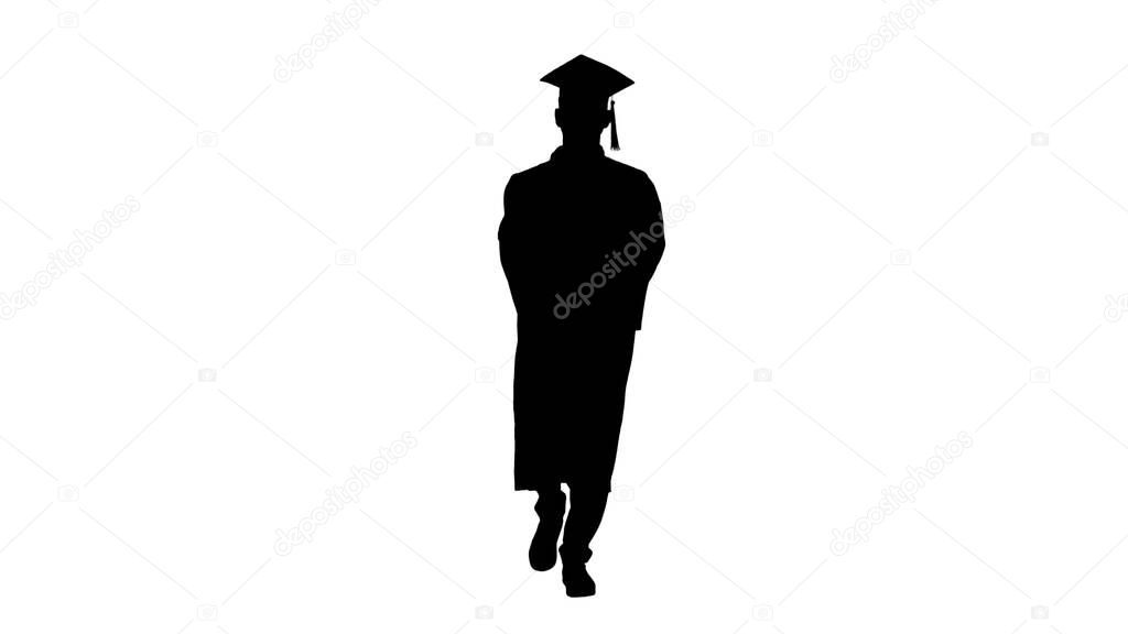 Excited graduate student walking with diploma, Alpha Channel