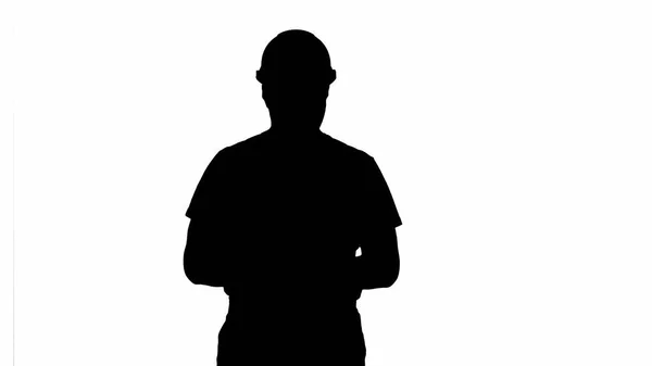 Silhouette A workman excitedly counting his salary. — Stock Photo, Image