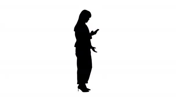 Bukás, veszteség, frusztrált nő használja okostelefon, Alpha Channel — Stock videók