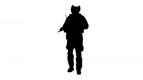 戦闘制服歩行での米軍のレンジャー、アルファチャンネル — ストック動画